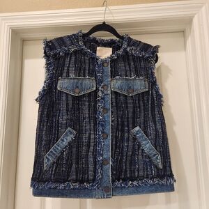Rebecca Taylor Frayed Denim Vest Size 8